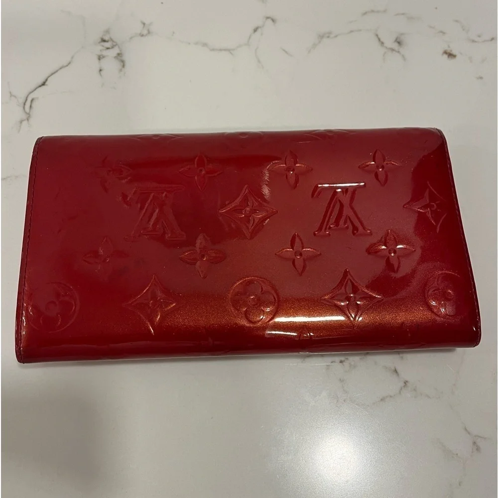 Louis Vuitton red Vernis leather long wallet